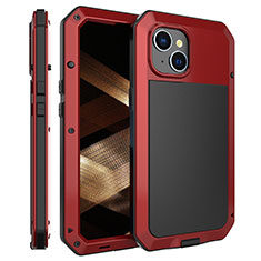Custodia Lusso Alluminio Cover 360 Gradi HJ2 per Apple iPhone 14 Plus Rosso