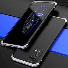 Custodia Lusso Alluminio Cover 360 Gradi M01 per Oppo Find X3 Lite 5G Argento e Nero