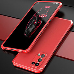 Custodia Lusso Alluminio Cover 360 Gradi M01 per Oppo Find X3 Lite 5G Rosso