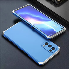 Custodia Lusso Alluminio Cover 360 Gradi M02 per Oppo Reno5 5G Argento e Blu