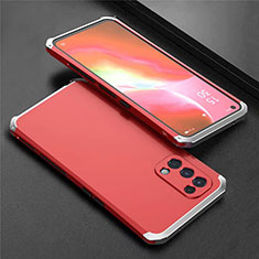 Custodia Lusso Alluminio Cover 360 Gradi M02 per Oppo Reno5 5G Argento e Rosso