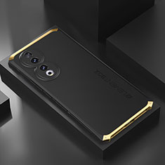 Custodia Lusso Alluminio Cover 360 Gradi P01 per Huawei Honor 90 5G Oro e Nero