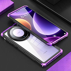 Custodia Lusso Alluminio Cover 360 Gradi P01 per Huawei Mate 60 Pro+ Plus Viola