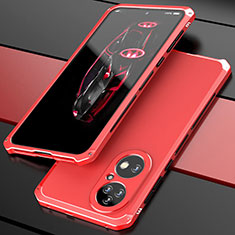 Custodia Lusso Alluminio Cover 360 Gradi P01 per Huawei P50 Rosso