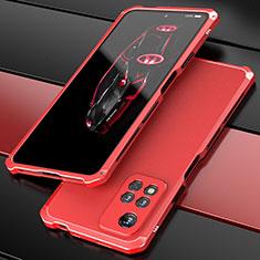 Custodia Lusso Alluminio Cover 360 Gradi P01 per Xiaomi Mi 11i 5G (2022) Rosso