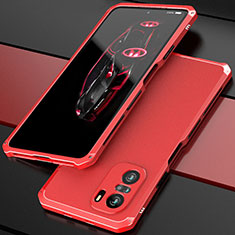Custodia Lusso Alluminio Cover 360 Gradi P01 per Xiaomi Mi 11i 5G Rosso