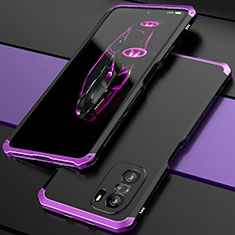 Custodia Lusso Alluminio Cover 360 Gradi P01 per Xiaomi Mi 11i 5G Viola