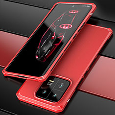 Custodia Lusso Alluminio Cover 360 Gradi P01 per Xiaomi Mi 13 Pro 5G Rosso