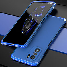 Custodia Lusso Alluminio Cover 360 Gradi P01 per Xiaomi Poco F3 5G Blu