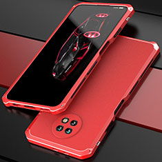 Custodia Lusso Alluminio Cover 360 Gradi P01 per Xiaomi Redmi Note 9 5G Rosso