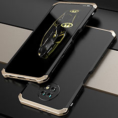 Custodia Lusso Alluminio Cover 360 Gradi P01 per Xiaomi Redmi Note 9T 5G Oro e Nero
