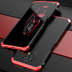 Custodia Lusso Alluminio Cover 360 Gradi P01 per Xiaomi Redmi Note 9T 5G Rosso e Nero