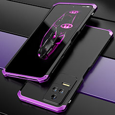 Custodia Lusso Alluminio Cover 360 Gradi P02 per Xiaomi Redmi K50 Pro 5G Viola