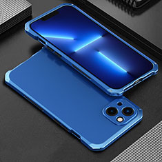 Custodia Lusso Alluminio Cover 360 Gradi per Apple iPhone 13 Mini Blu