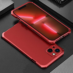 Custodia Lusso Alluminio Cover 360 Gradi per Apple iPhone 14 Plus Rosso