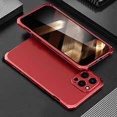 Custodia Lusso Alluminio Cover 360 Gradi per Apple iPhone 16 Pro Max Rosso