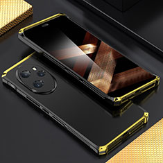 Custodia Lusso Alluminio Cover 360 Gradi per Huawei Honor 100 Pro 5G Oro e Nero