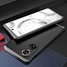 Custodia Lusso Alluminio Cover 360 Gradi per Huawei Honor 50 5G Argento e Nero