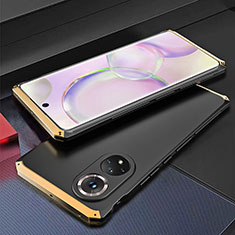 Custodia Lusso Alluminio Cover 360 Gradi per Huawei Honor 50 5G Oro e Nero