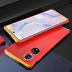 Custodia Lusso Alluminio Cover 360 Gradi per Huawei Honor 50 5G Oro e Rosso