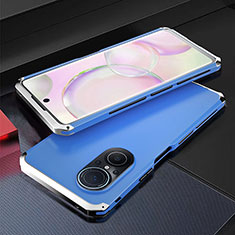 Custodia Lusso Alluminio Cover 360 Gradi per Huawei Honor 50 SE 5G Argento e Blu