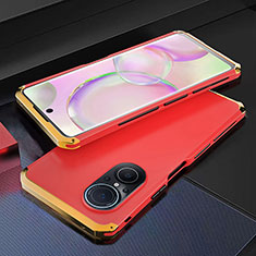 Custodia Lusso Alluminio Cover 360 Gradi per Huawei Honor 50 SE 5G Oro e Rosso