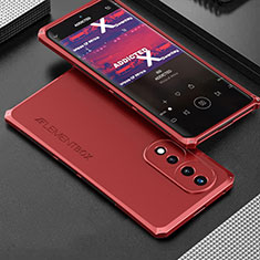 Custodia Lusso Alluminio Cover 360 Gradi per Huawei Honor 70 5G Rosso