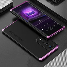 Custodia Lusso Alluminio Cover 360 Gradi per Huawei Honor 70 Pro 5G Viola