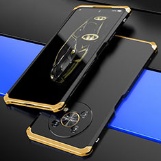 Custodia Lusso Alluminio Cover 360 Gradi per Huawei Honor Magic4 Lite 5G Oro e Nero