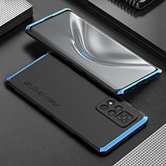 Custodia Lusso Alluminio Cover 360 Gradi per Huawei Honor V40 5G Blu e Nero