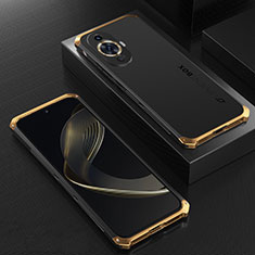 Custodia Lusso Alluminio Cover 360 Gradi per Huawei Nova 11 Oro e Nero