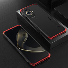 Custodia Lusso Alluminio Cover 360 Gradi per Huawei Nova 11 Rosso e Nero