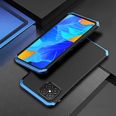 Custodia Lusso Alluminio Cover 360 Gradi per Huawei Nova 8 SE 4G Blu e Nero