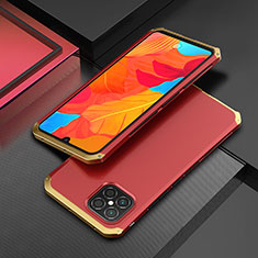 Custodia Lusso Alluminio Cover 360 Gradi per Huawei Nova 8 SE 4G Oro e Rosso