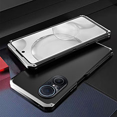 Custodia Lusso Alluminio Cover 360 Gradi per Huawei Nova 9 SE Argento e Nero