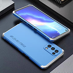 Custodia Lusso Alluminio Cover 360 Gradi per Oppo K9 5G Argento e Blu