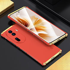 Custodia Lusso Alluminio Cover 360 Gradi per Oppo Reno11 Pro 5G Oro e Rosso