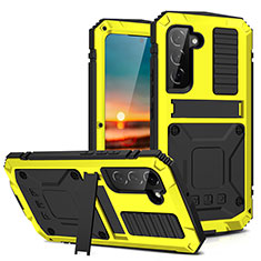 Custodia Lusso Alluminio Cover 360 Gradi per Samsung Galaxy S21 FE 5G Giallo