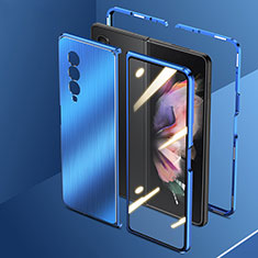 Custodia Lusso Alluminio Cover 360 Gradi per Samsung Galaxy Z Fold3 5G Blu