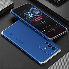 Custodia Lusso Alluminio Cover 360 Gradi per Vivo V23 Pro 5G Argento e Blu