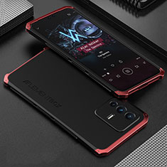 Custodia Lusso Alluminio Cover 360 Gradi per Vivo V23 Pro 5G Rosso e Nero