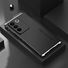 Custodia Lusso Alluminio Cover 360 Gradi per Vivo V27 5G Argento e Nero