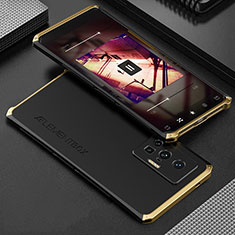 Custodia Lusso Alluminio Cover 360 Gradi per Vivo X70 Pro 5G Oro e Nero