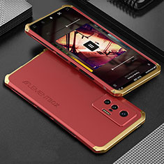 Custodia Lusso Alluminio Cover 360 Gradi per Vivo X70t Oro e Rosso