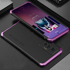 Custodia Lusso Alluminio Cover 360 Gradi per Vivo X70t Viola