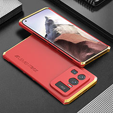 Custodia Lusso Alluminio Cover 360 Gradi per Xiaomi Mi 11 Ultra 5G Oro e Rosso