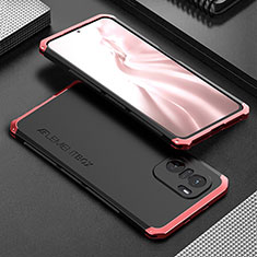 Custodia Lusso Alluminio Cover 360 Gradi per Xiaomi Mi 11i 5G Rosso e Nero