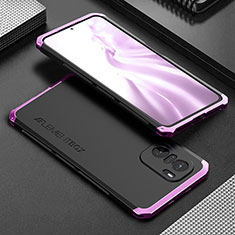 Custodia Lusso Alluminio Cover 360 Gradi per Xiaomi Mi 11X Pro 5G Viola