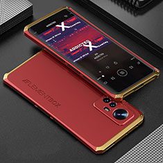 Custodia Lusso Alluminio Cover 360 Gradi per Xiaomi Mi 12S Pro 5G Oro e Rosso