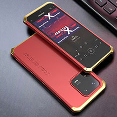 Custodia Lusso Alluminio Cover 360 Gradi per Xiaomi Mi 13 Pro 5G Oro e Rosso